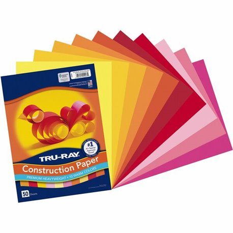 Tru-Ray Construction Paper - Project, Bulletin Board - 12"Width x 9"Length - 1 / Pack - Warm Assorted - Paper