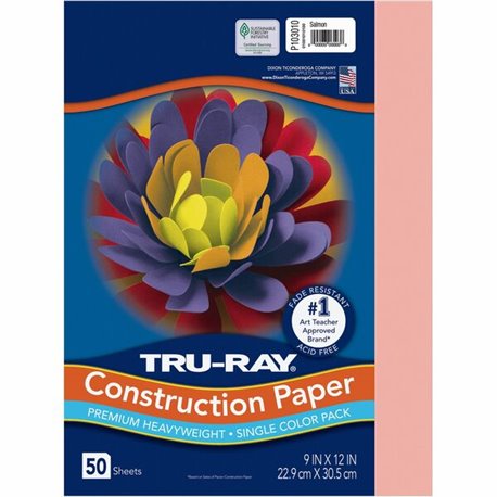 Tru-Ray Construction Paper - Project - 12"Width x 9"Length - 50 / Pack - Salmon - Sulphite