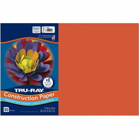 Tru-Ray Heavyweight Construction Paper - Art, Craft - 18"Width x 12"Length - 50 / Pack - Orange - Paper