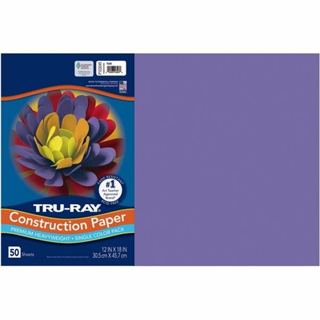 Tru-Ray Heavyweight Construction Paper - Art - 0.50"Height x 12"Width x 18"Depth - 50 / Pack - Violet - Sulphite