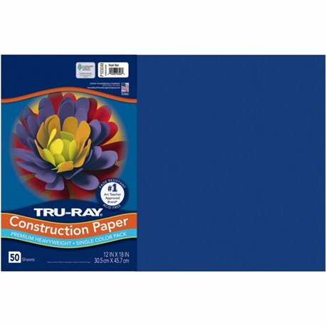 Tru-Ray Heavyweight Construction Paper - 18"Width x 12"Length - 50 / Pack - Royal Blue - Sulphite