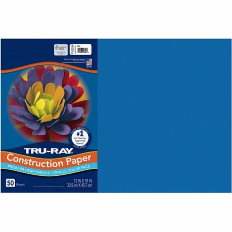 Tru-Ray Heavyweight Construction Paper - Art, Craft - 18"Width x 12"Length - 50 / Pack - Blue - Sulphite