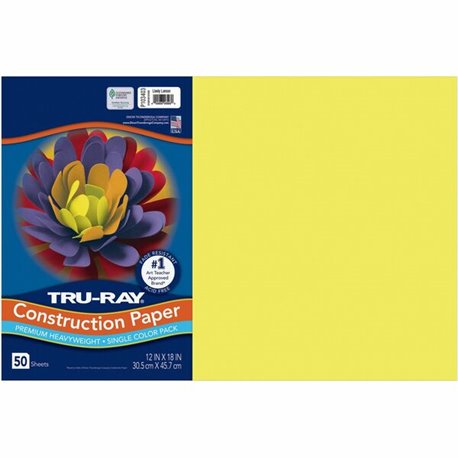 Tru-Ray Construction Paper - Art Project - 18"Width x 12"Length - 50 / Pack - Lively Lemon - Sulphite