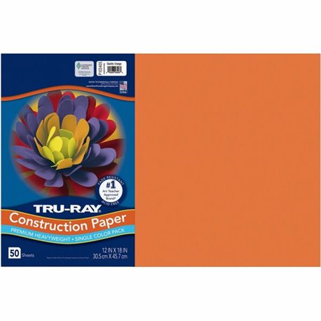 Tru-Ray Construction Paper - Art Project - 18"Width x 12"Length - 50 / Pack - Electric Orange - Sulphite