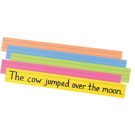 Pacon Super Bright Sentence Strips - 3"H x 24"W - Dual-Sided - 1.5" Rule/Single Line Rule - 100 Strips/Pack - 5 Assorted Super B