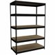 Lorell Fortress Riveted Shelving - 5 Shelf(ves) - 72" Height x 48" Width x 24" Depth - Rust Resistant - 28% Recycled - Black - S