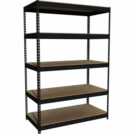 Lorell Fortress Riveted Shelving - 5 Shelf(ves) - 72" Height x 48" Width x 24" Depth - Rust Resistant - 28% Recycled - Black - S