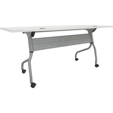 Lorell Flip Top Training Table - White Top - Silver Base - 4 Legs - 23.60" Table Top Length x 72" Table Top Width - 29.50" Heigh