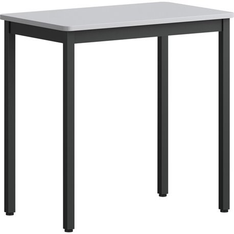 Lorell Utility Table - Gray Rectangle, Laminated Top - Powder Coated Black Base - 500 lb Capacity - 30" Table Top Width x 18.13"