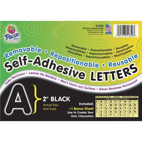 UCreate Reusable Self-Adhesive Letters - (Uppercase Letters, Number, Punctuation Marks) Shape - Self-adhesive - Acid-free, Fadel