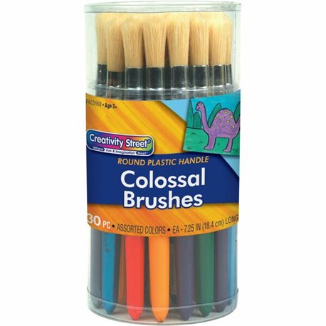 Creativity Street Wood Colossal Brushes - 30 Brush(es) - 6" Wood - Aluminum Ferrule