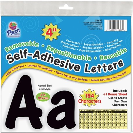 UCreate 154 Character Self-adhesive Letter Set - Uppercase Letters, Numbers, Punctuation Marks Shape - Self-adhesive, Removable,