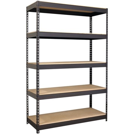 Lorell Fortress Riveted Shelving - 5 Compartment(s) - 5 Shelf(ves) - 72" Height x 48" Width x 18" Depth - Heavy Duty, Rust Resis