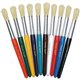 Creativity Street Round Natural Bristle Brushes - 10 Brush(es) - 7.50" Plastic - Aluminum Ferrule