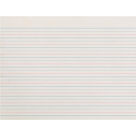 Zaner-Bloser Dotted Midline Newsprint Paper - 500 Sheets - 0.50" Ruled - Unruled Margin - 10 1/2" x 8" - White Paper - 500 / Pac