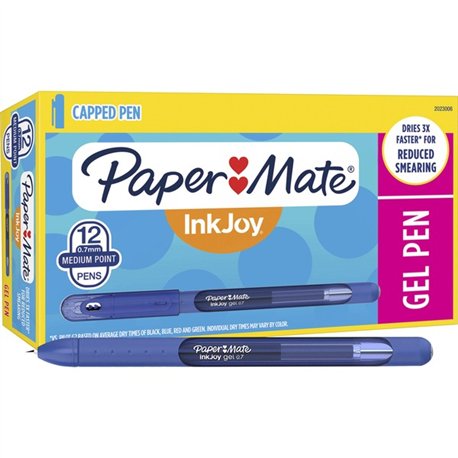 Paper Mate InkJoy Gel Stick Pens - Medium Pen Point - Blue Gel-based Ink - 1 Dozen
