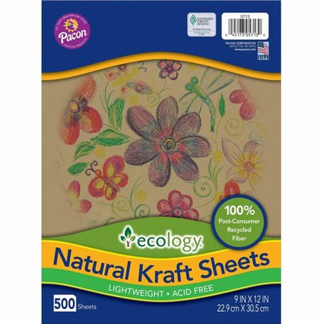 Creativity Street Natural Kraft Sheets - Drawing, Project, Art, Craft Project, Decoration - 500 Piece(s) - 2.10"Height x 9"Width