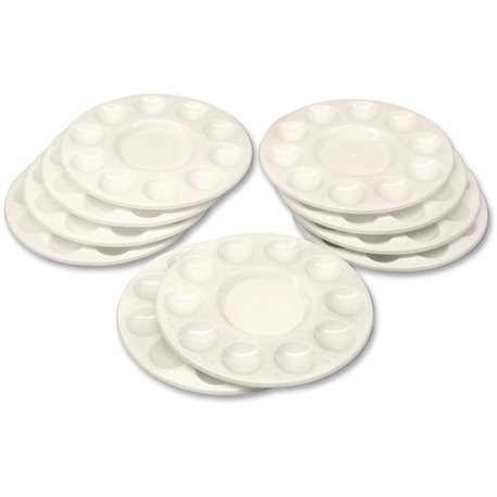 Creativity Street Round Paint Trays - Classroom - 10 / Pack - White - Plastic