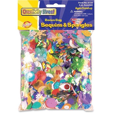 Creativity Street Sequins/Spangles Bonus Bag - Art, Craft - 1 Each - Assorted