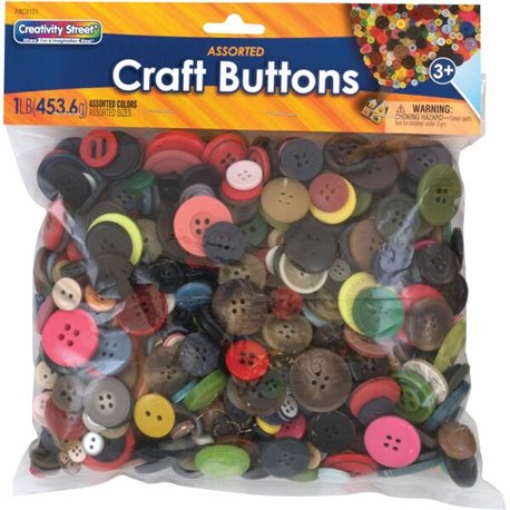 Creativity Street Craft Button Variety Pack - Craft, Classroom Activities, Collage, Decoration, Mask, Puppet, Toy - 1 / Pack - A