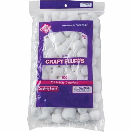 Creativity Street White Craft Fluffs - Decoration, Painting - 100 Piece(s) - 100 / Pack - White