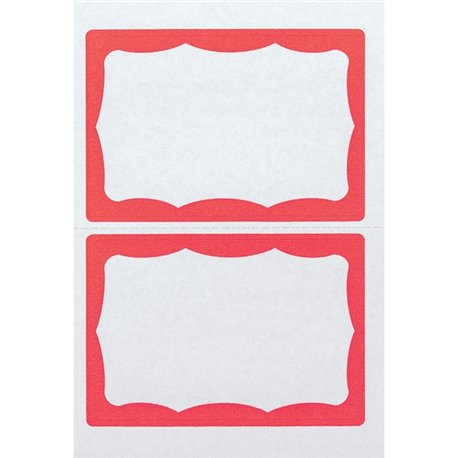 Advantus Color Border Adhesive Name Badges - 2 5/8" Height x 3 3/4" Width - Removable Adhesive - Rectangle - White, Red - 100 / 