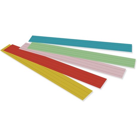 Pacon Kraft Lightweight Sentence Strips - 3"H x 24"W - Dual-Sided - 1.5" Rule/Single Line Rule - 100 Strips/Pack - 5 Assorted Co