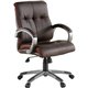 Lorell Low-back Executive Office Chair - Brown Leather Seat - 5-star Base - Brown - 1 Each
