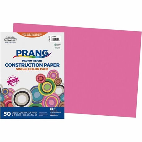 Prang Construction Paper - Multipurpose - 18"Width x 12"Length - 50 / Pack - Hot Pink - Groundwood