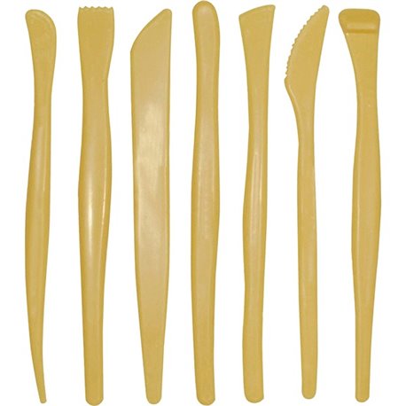 Creativity Street Plastic Modeling Tools Assortment - Modelling Clay, Modeling Dough - 4"Height x 6"Length - 6 / Set - Yellow - 