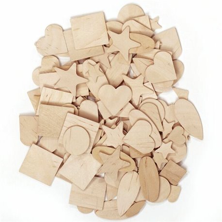 Creativity Street Creativity Street Natural Wood Shapes Set - Star, Heart, Geometric, Circle, Square Shape - Natural - Wood - 10