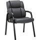 Lorell Low-back Cushioned Guest Chair - Black Bonded Leather Seat - Black Bonded Leather Back - Powder Coated Steel Frame - High