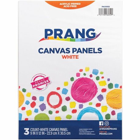 Prang Canvas Panels - Painting, Art - 3 Piece(s) x 9"Width x 125 milThickness x 12"Length - 3 / Pack - White - Acrylic