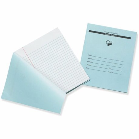 Pacon Blue Book Examination Book - 8 Sheets - 0.38" Ruled - Red Margin - 7" x 8 1/2" - White Paper - Blue Cover - Bond Paper - R