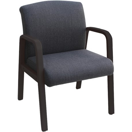Lorell Flannel-Upholstered Guest Chair - Gray, Black Fabric Seat - Wood Frame - Mid Back - Four-legged Base - Gray, Black - Armr