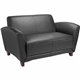 Lorell Accession Reception Loveseat - 55" x 34.5" x 31.3" - Leather Black Seat - Leather Black Back - 1 Each