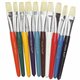 Pacon Color Coded Flat Stubby Brushes - 10 Brush(es) - 7.50" - Aluminum Ferrule