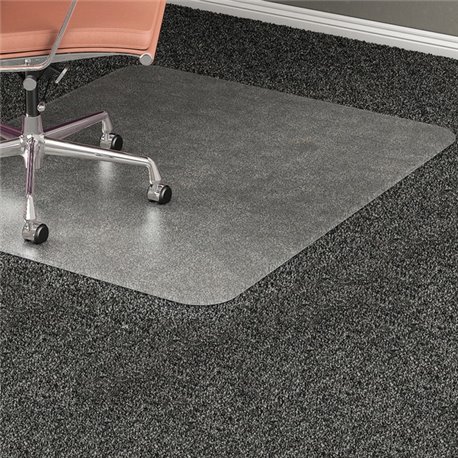 Lorell Plush-pile Chairmat - Carpeted Floor - 60" Length x 46" Width x 0.173" Thickness - Rectangular - Vinyl - Clear - 1Each
