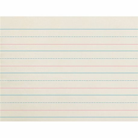 Zaner-Bloser Broken Midline Ruled Paper - Printed - 1.13" Ruled - 30 lb Basis Weight - 8" x 10 1/2" - White Paper - 500 / Ream