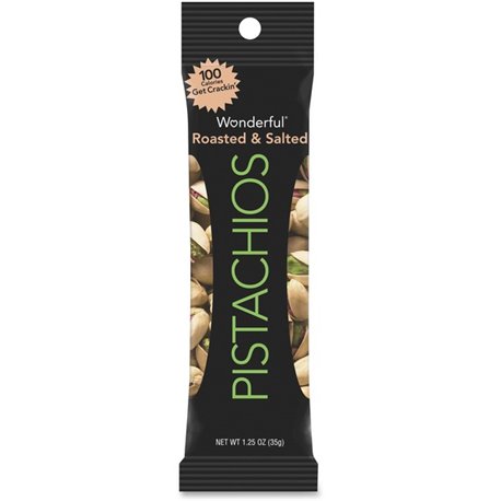 Wonderful Roasted & Salted Pistachios - Cholesterol-free - Pistachio - 1.25 oz - 12 / Box