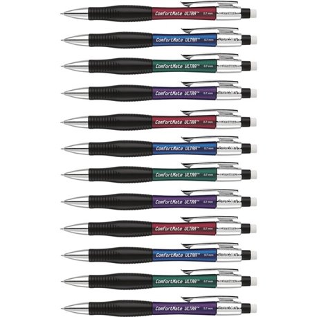 Paper Mate Comfortable Ultra Mechanical Pencils - 2 Lead - 0.7 mm Lead Diameter - Black Lead - Assorted Barrel - 1 Dozen