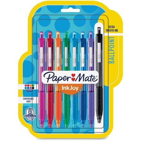 Paper Mate Inkjoy 300 RT Ballpoint Pens - 1 mm Pen Point Size - Retractable - Green, Magenta, Red, Orange, Turquoise, Black, Blu