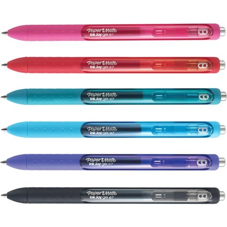 Paper Mate InkJoy Gel Pen - Medium Pen Point - 0.7 mm Pen Point Size - Retractable - Pink, Red, Teal, Bright Blue, Purple, Black