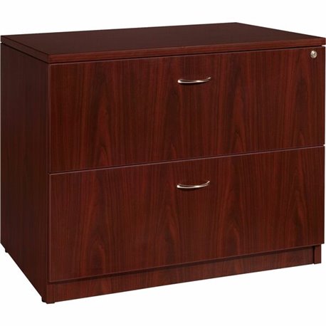 Lorell Essentials Series Lateral File - 35.5" x 22" x 1" x 29.5" - 2 x File Drawer(s) - Finish: Laminate, Mahogany - Lockable Dr