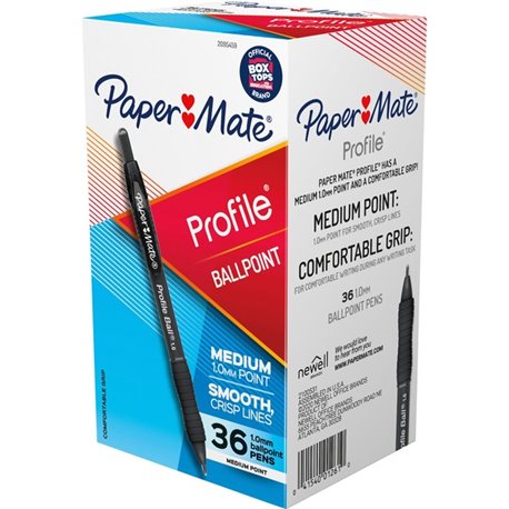 Paper Mate Profile 1.0mm Ballpoint Pens - Medium Pen Point - 1 mm Pen Point Size - Conical Pen Point Style - Retractable - Black