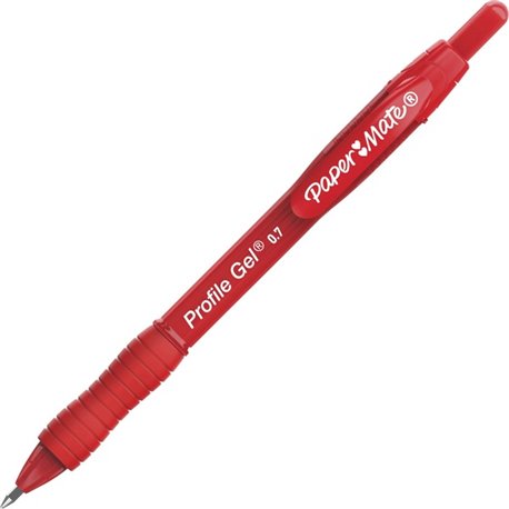 Paper Mate Profile Gel 0.7mm Retractable Pen - 0.7 mm Pen Point Size - Retractable - Red - 1 Dozen