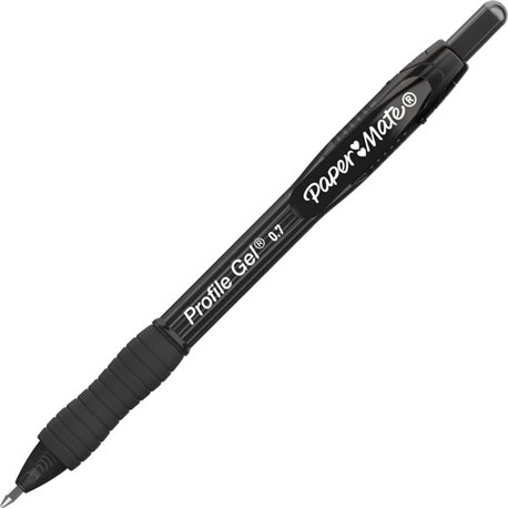 Paper Mate Profile Gel 0.7mm Retractable Pen - 0.7 mm Pen Point Size - Retractable - Black - 1 Dozen