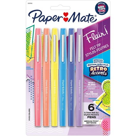 Paper Mate Flair Medium Point Pens - Medium Pen Point - Yellow, Sky Blue, Lilac, Blueberry Bubble Gum, Papaya, Guava Water Based