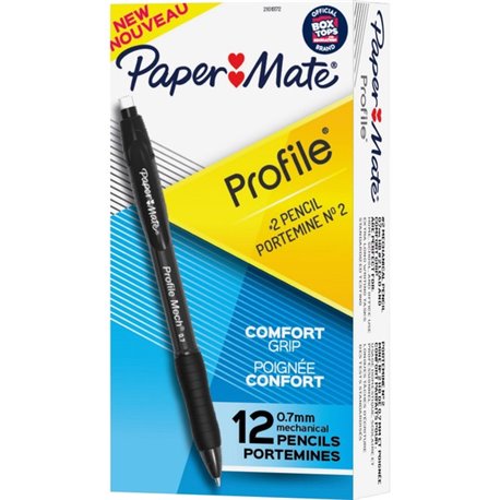 Paper Mate Profile Mechanical Pencils - 0.7 mm Lead Diameter - Refillable - Black Lead - Black Barrel - 1 Dozen