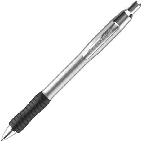 Paper Mate Profile Ballpoint Pen - 1 mm Pen Point Size - Retractable - Black - Stainless Steel Barrel - 1 Dozen